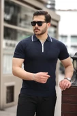 Erkek Polo Yaka Yarım Fermuar Tişört thumbnail 1