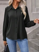 Kadın Uzun Kollu Yakalı önden Düğmeli Aerobin Gömlek thumbnail 4