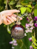 Vintage Cam Bitki Sulama Spreyi – Dekoratif Püskürtme Kolonya Şişesi 200 ml Kırmızı - 4