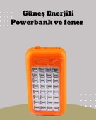 Güneş Paneli Destekli Powerbank ve LED Işıldak – 10000 mAh, Çift USB, Outdoor Kullanım İçin thumbnail 1
