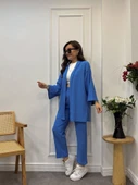 Kadın Uzun Kollu önü Açık Dokuma Ceket Ve Pantolon Ikili Takım thumbnail 8