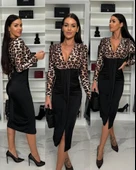 Kadın Dijital Baskılı Full Likralı Kristal örme Kumaş Drape Detaylı Yırtmaç Dekolteli Midi Boy Elbise thumbnail 7