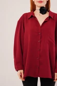 Basic Oversize Bordo Gömlek thumbnail 3
