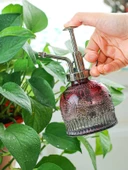 Vintage Cam Bitki Sulama Spreyi – Dekoratif Püskürtme Kolonya Şişesi 200 ml Kırmızı - 2