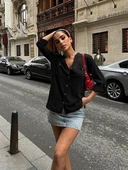 Poulina Flamlı Keten Gömlek 3257-08 thumbnail 3