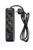 RUTTER 3'lü Grup Priz 2 Usb Girişli Akım Korumalı 1.5 Metre - 1
