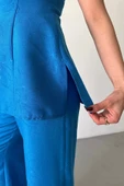 JAKAR KETEN KOLSUZ BLUZ-PANTOLON TK - Mavi thumbnail 2