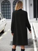 Kadın Uzun Kollu Balıkçı Yaka Kısa şardonlu Dalgıç Elbise thumbnail 2