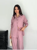 Gömlek Pantolon Ikili Takım - Toz Pembe - 1