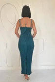 Zümrüt Piliseli Halter Boyun Elbise thumbnail 4