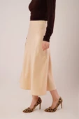 Çan Kesim Midi Krem Saten Etek thumbnail 3