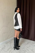 Beyaz Yandan Bağlamalı Yelek Gömlek - 4