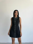 CHANEL KUMAŞ KISA ÖNDEN DÜĞMELİ ELBİSE - Siyah - 2