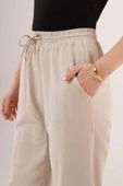 Cepli Belden Bağlamalı Paça Detaylı Krem Pantolon thumbnail 3