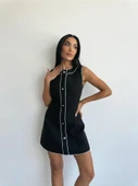 CHANEL KUMAŞ KISA ÖNDEN DÜĞMELİ ELBİSE - Siyah - 3
