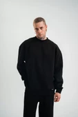 Uzun Kol Bisiklet Yaka Basic SweatShirt - Siyah thumbnail 2