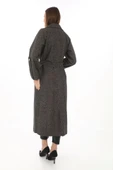 Kolu Apoletli Astarlı Kaşmir Kaşe Kaban - Füme thumbnail 4