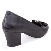 Dagoster DZA07-725550 Siyah Baskılı Rugan Klasik Topuklu Kadın Ayakkabı - 4