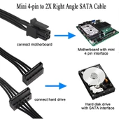 Mini 4 Pin to 2x Sata Ssd Power Supply Anakart Hdd Güç Kablosu - 5