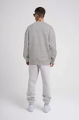 Unisex Biskilet Yaka Üç İplik SweatShirt - Gri thumbnail 3