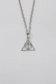 Minimal Harry Potter Ölüm Yadigarları Düz Ezme Zincir Kolye - Antik Gümüş Kaplama - Kadın Erkek - 60 cm thumbnail 1