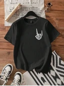 Erkek Baskılı Oversize T-shirt - Siyah thumbnail 1