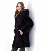 Reks Kapüşonlu Kaban - Siyah thumbnail 2