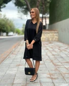 Kadın Modal Kumaş Kol Ve Etek Ucu Payetl Elbise thumbnail 3