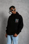 Erkek Patel Six Baskılı Kapüşonlu Sweat - Siyah thumbnail 2