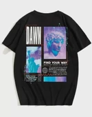 Unisex Baskılı Oversize T-Shirt - Siyah thumbnail 1