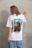 Unisex Baskılı Oversize T-Shirt - Beyaz thumbnail 2