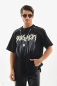 Unisex Oversize Kolye Dahil T-Shirt - Siyah - 1