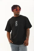 Unisex Oversize Baskılı Bisiklet Yaka T-Shirt - Siyah thumbnail 1