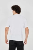 Unisex Jakar Kumaş Slim Fit T-Shirt - Beyaz thumbnail 3