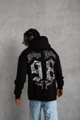 Erkek 98 Baskılı Kapşonlu Sweat - Siyah thumbnail 4