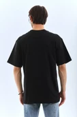 Unisex Oversize Taşlı Bisiklet Yaka T-Shirt - Siyah thumbnail 2