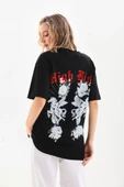 Unisex Baskılı Oversize T-Shirt - Siyah thumbnail 1