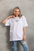 Unisex Baskılı Oversize T-Shirt - Beyaz thumbnail 1