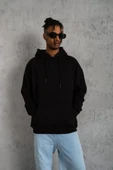 Erkek Düz Kapüşonlu Sweat - Siyah thumbnail 1