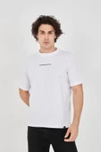 Unisex Jakar Kumaş Slim Fit T-Shirt - Beyaz thumbnail 1