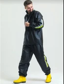 Premium Motorcu Kurye Yağmurluk Takım Su Geçirmez PVC Kumaş Reflektörlü TÜBİTAK Onaylı - Siyah - 6