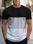 Erkek Kısa Kollu Bisiklet Yaka çok Renkli Viskon Bluz thumbnail 1