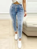 Kadın Yüksek Bel önden Düğmeli Jean Pantolon thumbnail 2