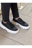 Pabucmarketi Bağcıklı Erkek Casual Ayakkabı Siyah (Beyaz Taban) thumbnail 3
