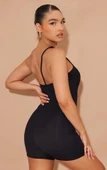 Kadın Asimetrik Askılı Mini Kaşkorse Bodycon Tulum thumbnail 7