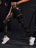 Kadın Yüksek Bel Desenli Spor Tayt thumbnail 5