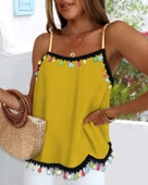 Kadın Ip Askılı Püskül Detaylı Sandy Bluz thumbnail 1