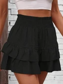 Kadın Beli Lastikli Eteği Fırfırlı Mini Etek thumbnail 1