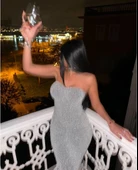 Straplez Simli Uzun Elbise thumbnail 3