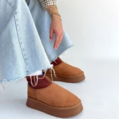 Pabucmarketi Taba Süet Kadın Düz Bot thumbnail 4